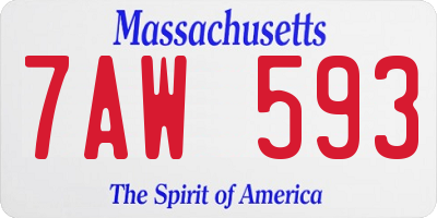 MA license plate 7AW593