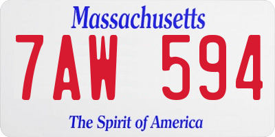 MA license plate 7AW594