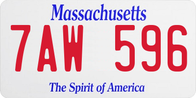 MA license plate 7AW596