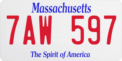 MA license plate 7AW597