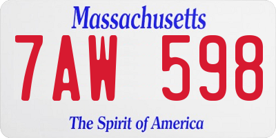 MA license plate 7AW598