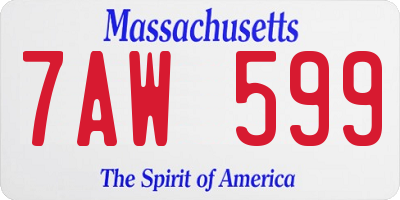 MA license plate 7AW599