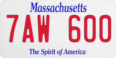 MA license plate 7AW600