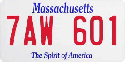 MA license plate 7AW601