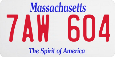 MA license plate 7AW604