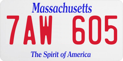 MA license plate 7AW605