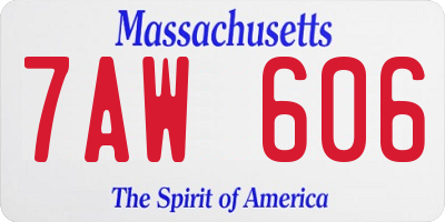 MA license plate 7AW606