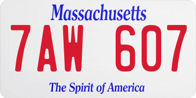 MA license plate 7AW607