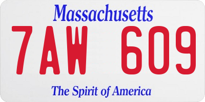 MA license plate 7AW609