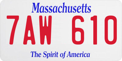MA license plate 7AW610