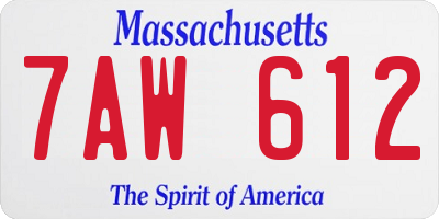 MA license plate 7AW612