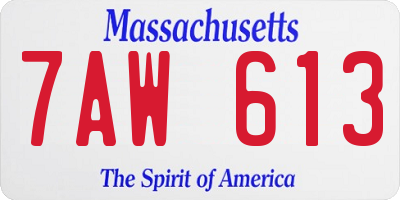 MA license plate 7AW613