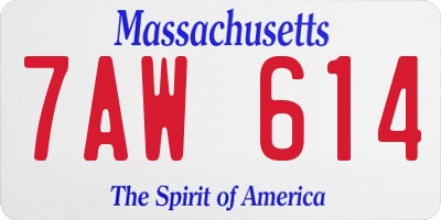 MA license plate 7AW614