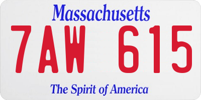 MA license plate 7AW615