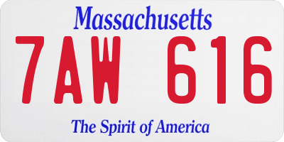 MA license plate 7AW616