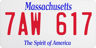 MA license plate 7AW617
