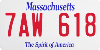 MA license plate 7AW618