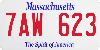 MA license plate 7AW623