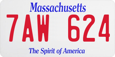 MA license plate 7AW624