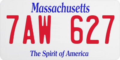 MA license plate 7AW627