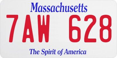 MA license plate 7AW628