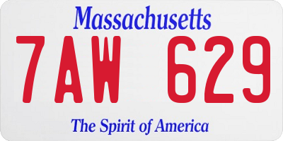 MA license plate 7AW629
