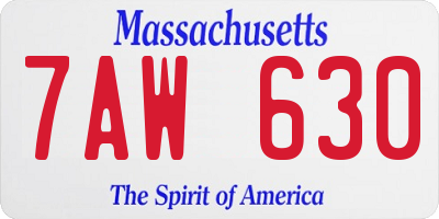 MA license plate 7AW630