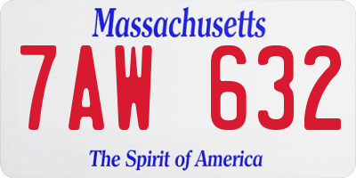 MA license plate 7AW632