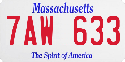 MA license plate 7AW633