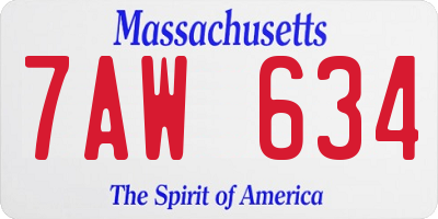 MA license plate 7AW634