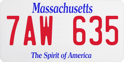 MA license plate 7AW635