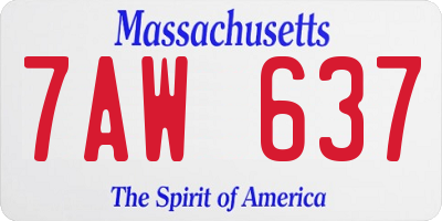 MA license plate 7AW637