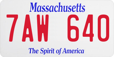 MA license plate 7AW640