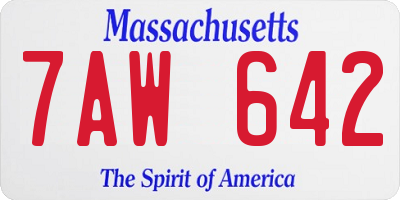 MA license plate 7AW642