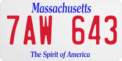 MA license plate 7AW643