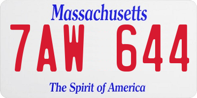 MA license plate 7AW644