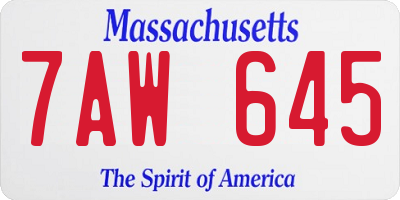 MA license plate 7AW645