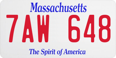 MA license plate 7AW648