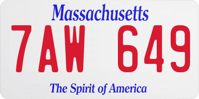 MA license plate 7AW649