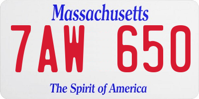 MA license plate 7AW650