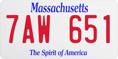 MA license plate 7AW651