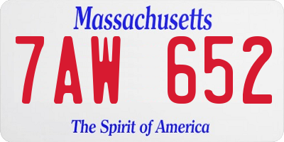 MA license plate 7AW652