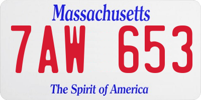 MA license plate 7AW653