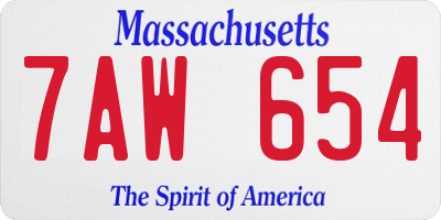 MA license plate 7AW654