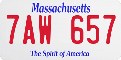 MA license plate 7AW657