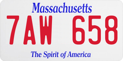 MA license plate 7AW658