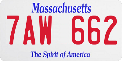 MA license plate 7AW662