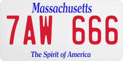 MA license plate 7AW666