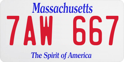 MA license plate 7AW667