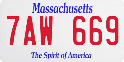 MA license plate 7AW669